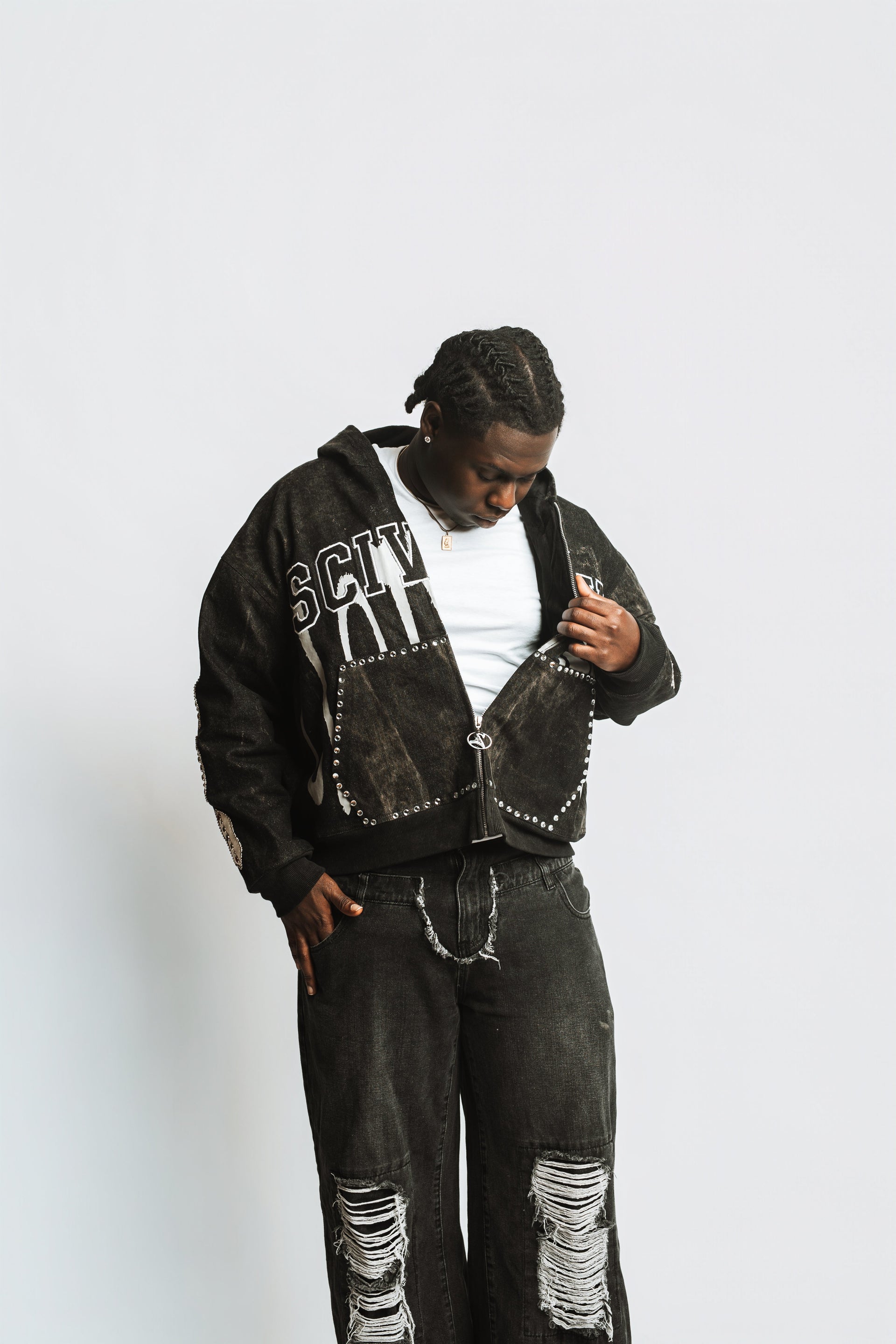 Scively Acid-Wash Denim Jacket